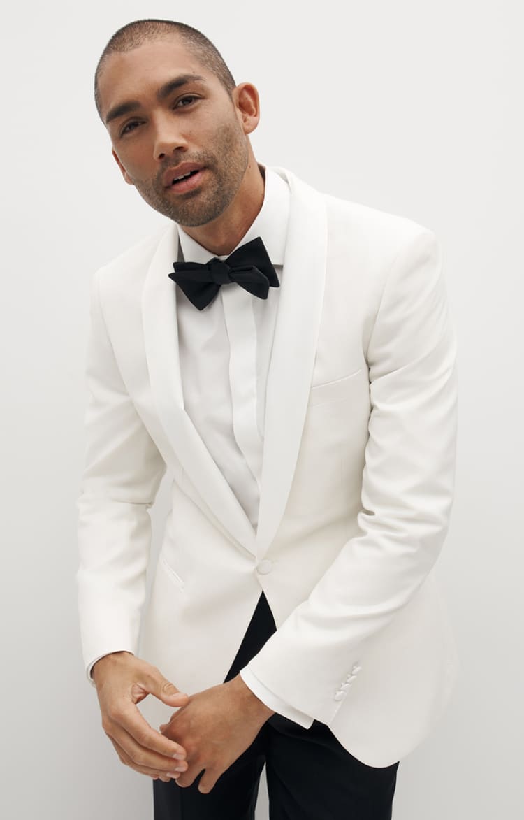 Men's ivory white shawl tuxedo