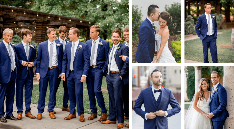 Real wedding photos and photoshoots of men in royal blue suits